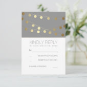 Gouden Folie String Lights Moderne Bruiloft RSVP K Kaartje (Staand voorkant)