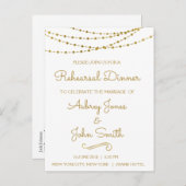 Gouden folie String Lights & Script Repetitie dine Uitnodiging Briefkaart (Voorkant / Achterkant)