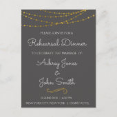 Gouden folie String Lights & Script Repetitie dine Uitnodiging Briefkaart (Voorkant)