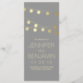 Gouden folie String Lights Trouwprogramma's Programmakaart