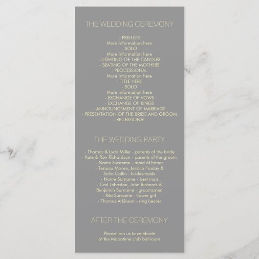 Gouden folie String Lights Trouwprogramma's Programmakaart (Achterkant)