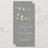Gouden folie String Lights Trouwprogramma's Programmakaart (Voorkant / Achterkant)