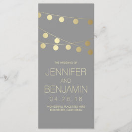 Gouden folie String Lights Trouwprogramma's Programmakaart