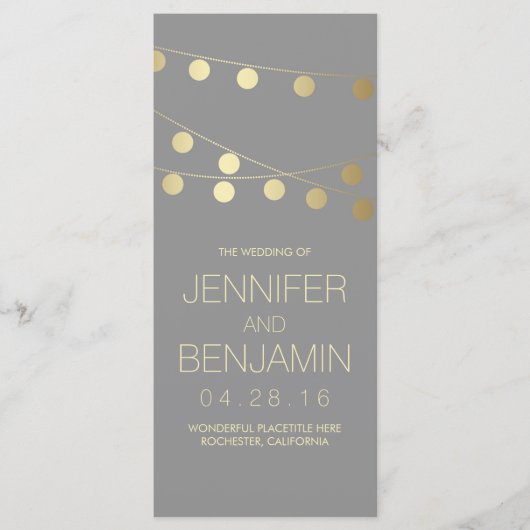 Gouden folie String Lights Trouwprogramma's Programmakaart (Voorkant)