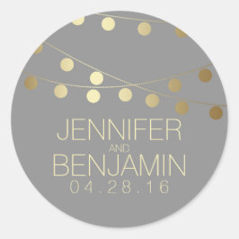 Gouden Folie String van Lichten Bruiloft Ronde Sticker