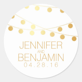 Gouden Folie String van Lichten Bruiloft Ronde Sticker