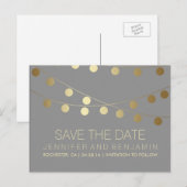 Gouden folie String van Lights Save the Date Aankondigingskaart (Voorkant / Achterkant)