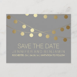 Gouden folie String van Lights Save the Date Aankondigingskaart