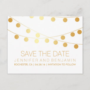 Gouden folie String van Lights Save the Date Aankondigingskaart