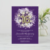 Gouden Folie Sweet 16 Verjaardag Ballonnen Feest P Kaart (Staand voorkant)