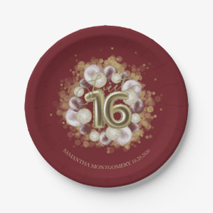 Gouden Folie Sweet 16 Verjaardagsballonnen Feest B Papieren Bordje