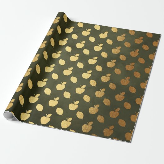 Gouden Folie Thanksgiving Cadeaupapier (Uitgerold)