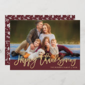 gouden folie Thanksgiving Feestdagenkaart (Voorkant / Achterkant)