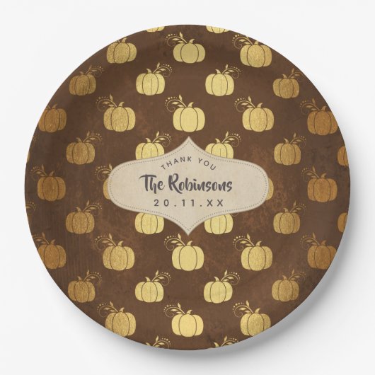 Gouden Folie Thanksgiving Papieren Bordje (Voorkant)