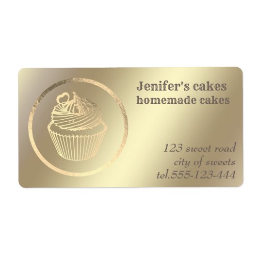 Gouden folie Thuisgebakken cupcakes en traktaties Etiket (Voorkant)