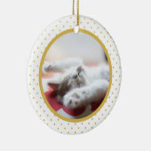 Gouden folie Tiny Polkadots Patroon Kat Foto Keramisch Ornament (Rechts)