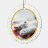 Gouden folie Tiny Polkadots Patroon Kat Foto Keramisch Ornament (Links)
