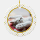 Gouden folie Tiny Polkadots Patroon Kat Foto Keramisch Ornament (Achterkant)