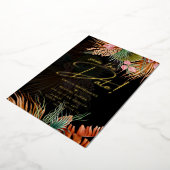 Gouden Folie Tropisch Pampas Gras Trouw Datumkaart Folie Uitnodiging (Gedraaid)