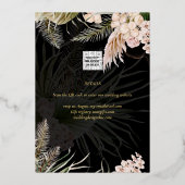 Gouden Folie Tropisch Pampas Gras Trouw Datumkaart Folie Uitnodiging (Achterkant)