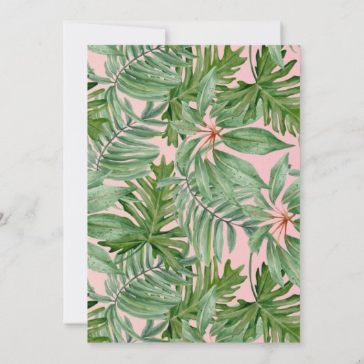 Gouden folie Tropische Groene bladeren Bruiloft Ui Kaart (Achterkant)