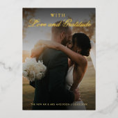 Gouden Folie Twee foto bruiloft Dank u kaart (Voorkant)