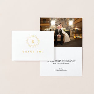 Gouden Folie Twig & Berry Krans Trouwen Dank u Kaarten