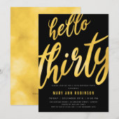 Gouden folie type 30e verjaardagsfeest kaart (Voorkant / Achterkant)