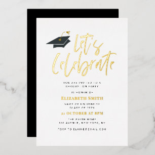 Gouden folie Typografie Graduation Party Invitatio Uitnodiging