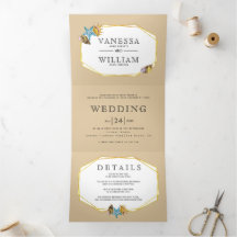 Gouden folie veelhoek schelpen zand strand bruilof