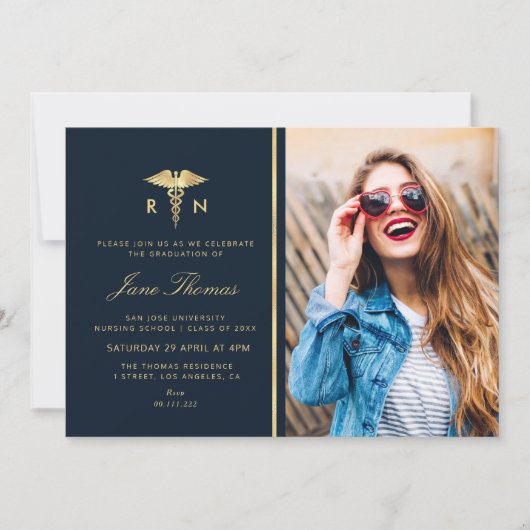 gouden folie Verpleegschool afstudeerfeest Kaart (Voorkant)