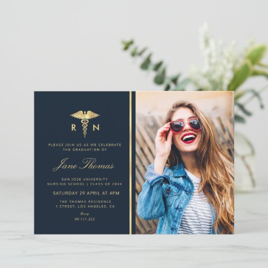 gouden folie Verpleegschool afstudeerfeest Kaart (Staand voorkant)