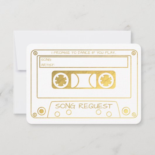 Gouden Folie Vintage Cassettesong Verzoek Kaart (Voorkant)