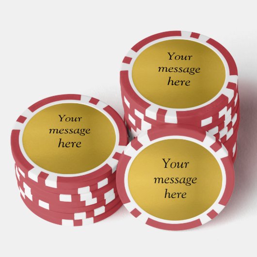 Gouden folie voeg uw aangepaste bericht tekst here poker chips (Opstapeling)