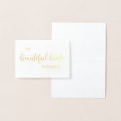 Gouden folie voor mijn mooie bruid trouwdag Kaart (Display)