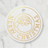 Gouden folie Vrolijk Kerstfeest met Kerstman Bedankjes Labels (Voorkant)