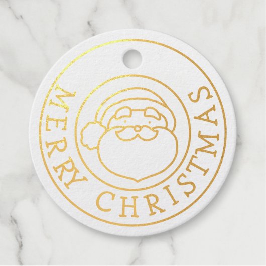 Gouden folie Vrolijk Kerstfeest met Kerstman Bedankjes Labels (Voorkant)