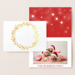 Gouden Folie Vrolijk Kerstfeest Sneeuw Fotokaart Folie Kaarten<br><div class="desc">Gold Foil Merry Christmas Hand Lettered Script Snowflake Photo Card. De foto en tekst van deze kerst Kaart kan worden bijgewerkt en aangepast met uw foto en naam. Deze kaart toont jouw namen aan de binnenkant van de Gold Foil Christmas Kaart.</div>
