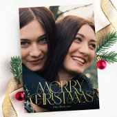 Gouden Folie Vrolijk Kerstfeest Stijlvolle Typogra Folie Feestdagenkaart