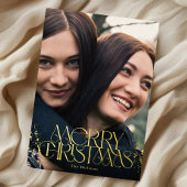 Gouden Folie Vrolijk Kerstfeest Stijlvolle Typogra Folie Feestdagenkaart