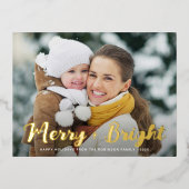 gouden folie vrolijke heldere kerstkaart folie feestdagen briefkaart (Voorkant)