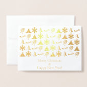 Gouden folie Vrolijke kerst iconen kaart (Voorkant met envelop)