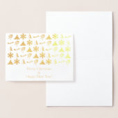 Gouden folie Vrolijke kerst iconen kaart (Display)