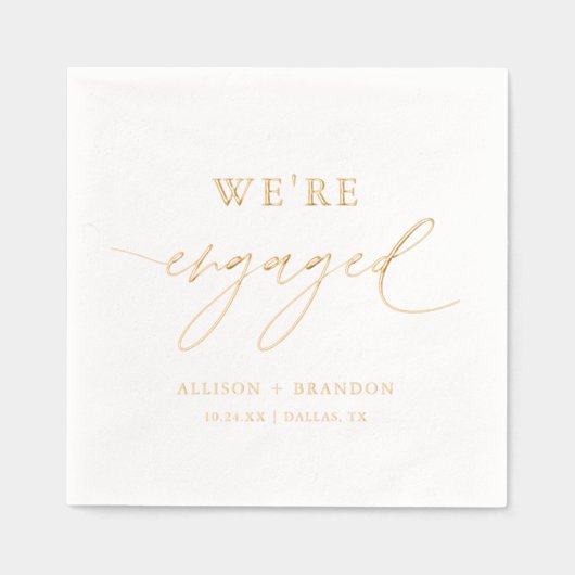 Gouden Folie We zijn verloofd Verloving Feest Serv Servetten (Voorkant)