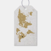 Gouden Folie Wereldkaart Bestemming Bruiloft Dank  Cadeaulabel (Voorkant)