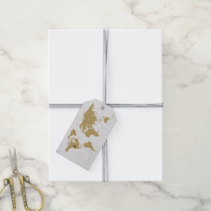 Gouden Folie Wereldkaart Bestemming Bruiloft Dank  Cadeaulabel