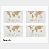 Gouden Folie Wereldkaart Bestemming Bruiloft Dank  Rechthoekige Sticker (Vel)