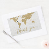 Gouden Folie Wereldkaart Bestemming Bruiloft Dank  Rechthoekige Sticker (Envelop)