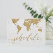 Gouden Folie Wereldkaart Bestemming Bruiloft Schem Kaart (Staand voorkant)
