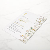 Gouden folie Wildflower Doopuitnodiging Folie Uitnodiging (Gedraaid)